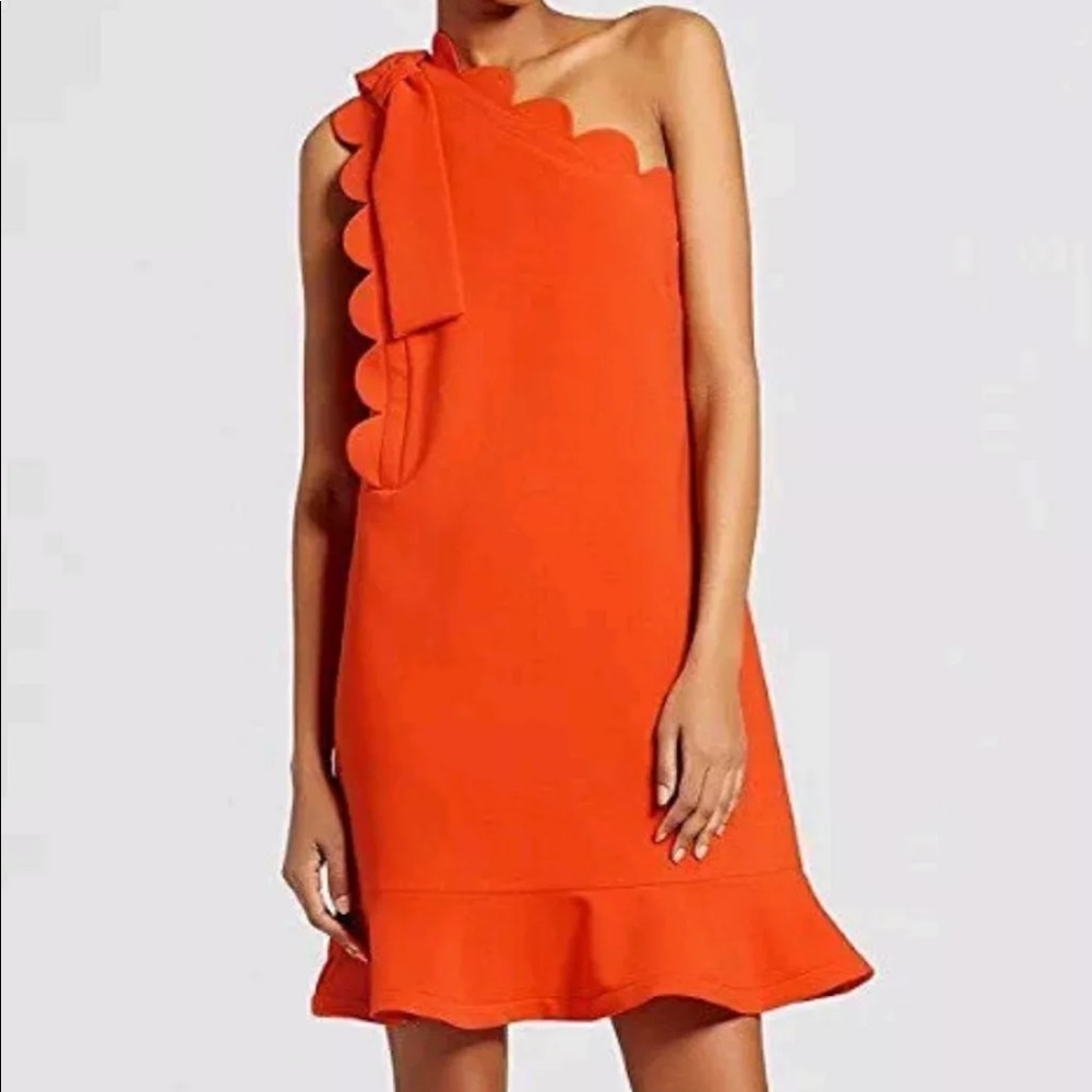 🆕Victoria Beckham Scallop Trim Orange Dress NWT